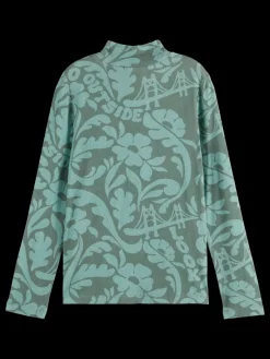 ALLOVER PRINTED MOCK NECK LONG-SLEEVED T-SHIRT-Scotch & Soda Hot