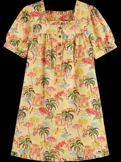 All-over printed short-sleeved linen blend dress-Scotch & Soda Outlet