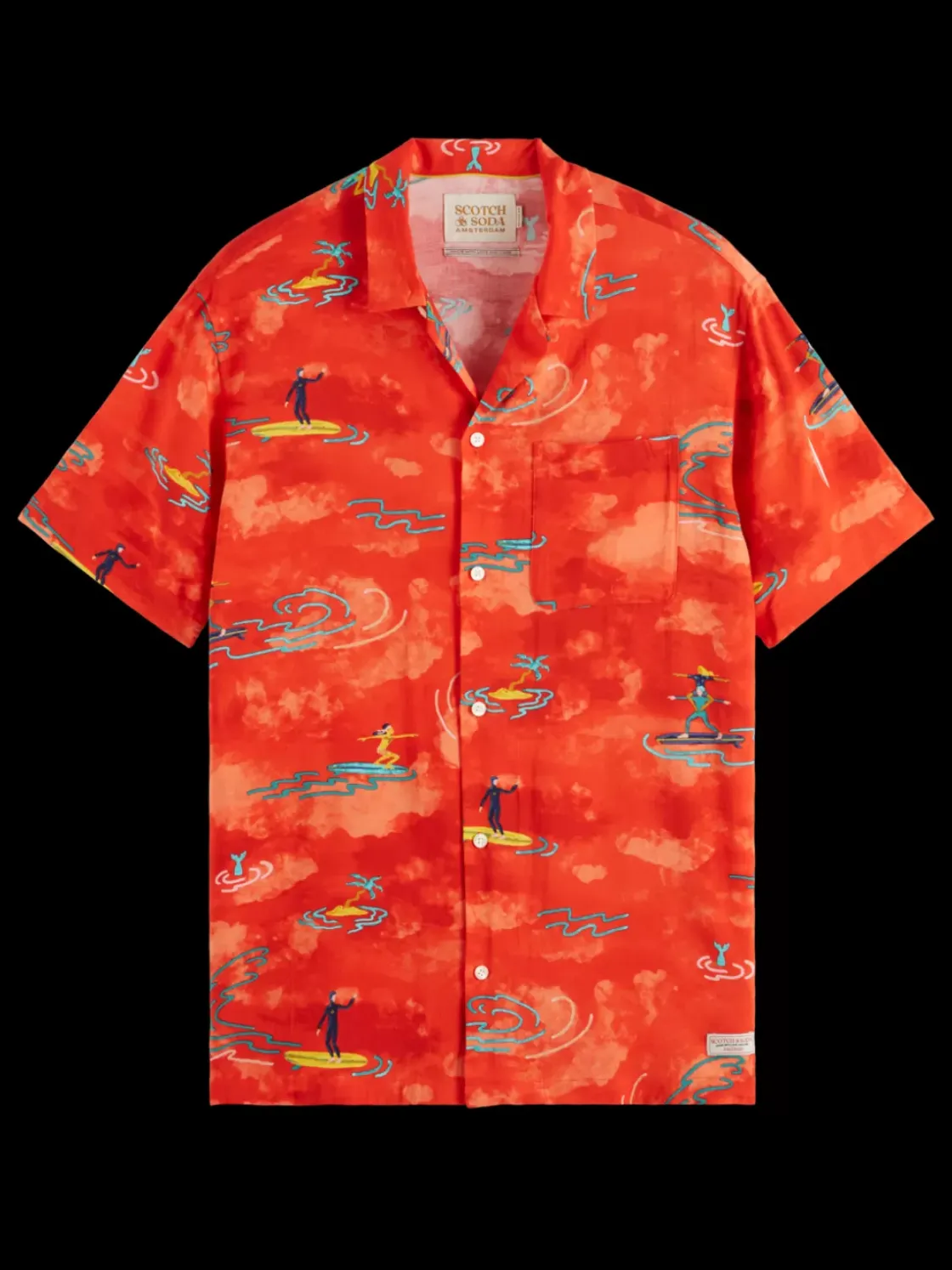 Allover printed viscose short sleeve shirt-Scotch & Soda Discount