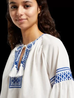 BALLOON SLEEVE TOP WITH TAPE DETAIL-Scotch & Soda New