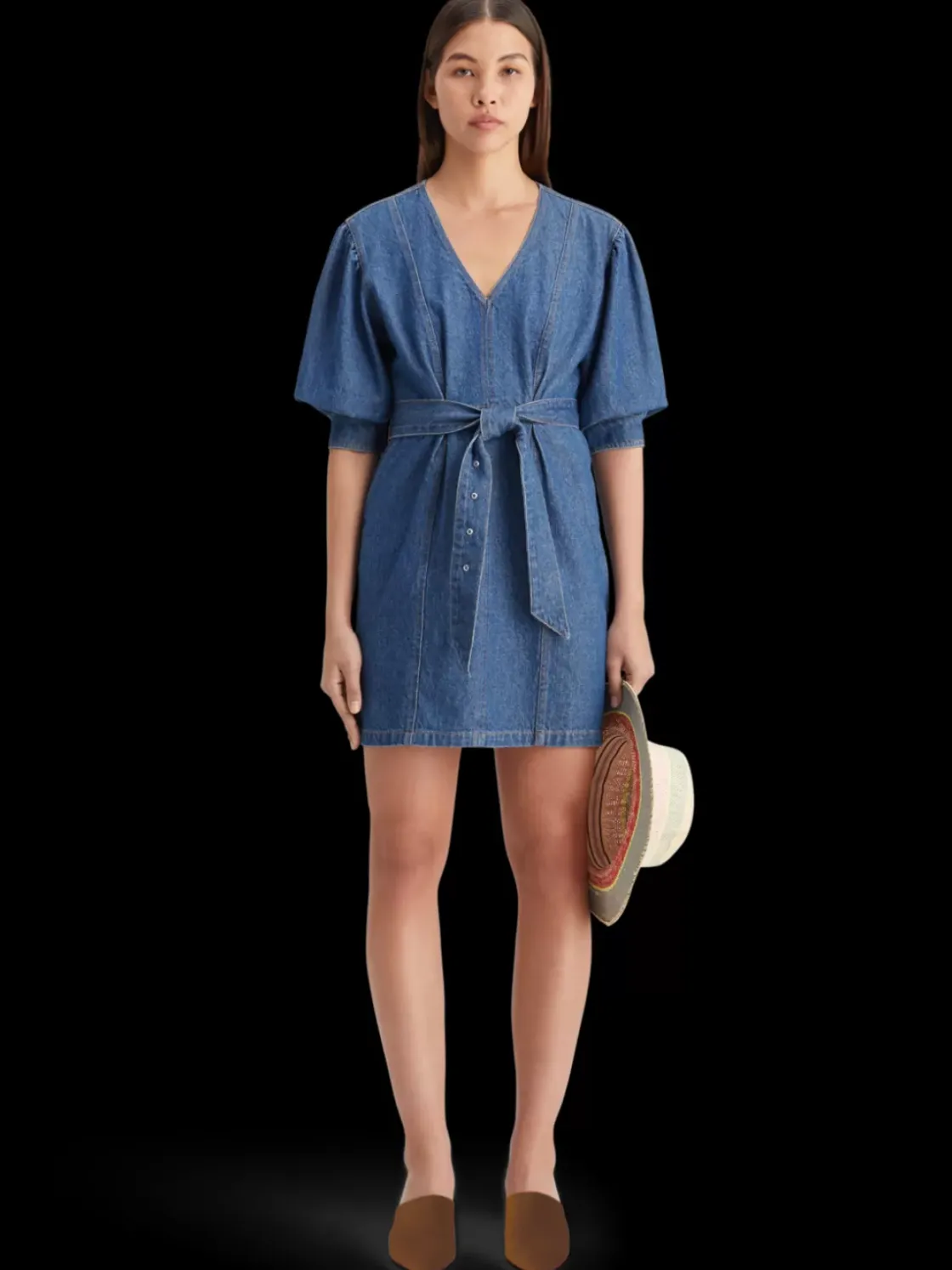 Belted v - neck washed denim dress-Scotch & Soda Clearance