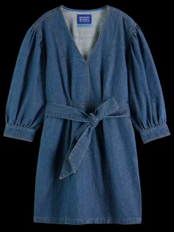 Belted v - neck washed denim dress-Scotch & Soda Clearance