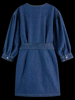 Belted v - neck washed denim dress-Scotch & Soda Clearance