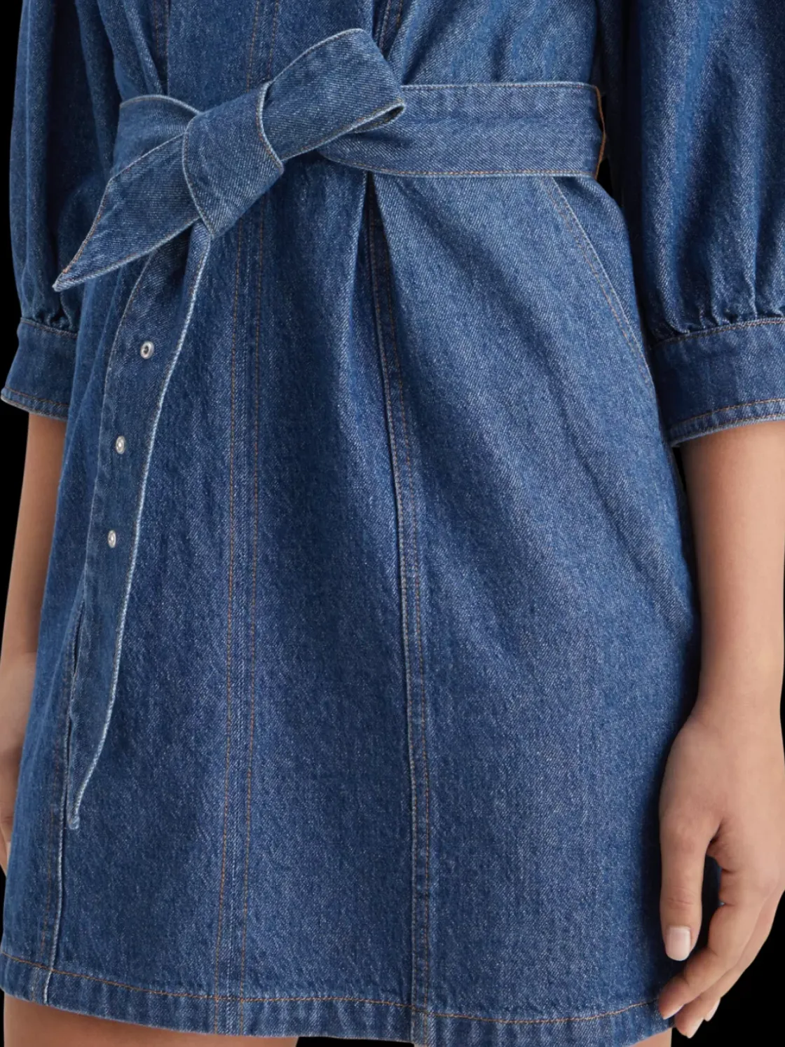 Belted v - neck washed denim dress-Scotch & Soda Clearance