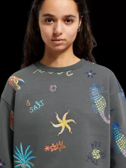 BOXY FIT EMBROIDERED SWEATSHIRT-Scotch & Soda Sale