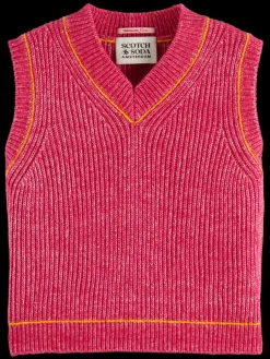 COTTON TRIPLE YARN V-NECK VEST-Scotch & Soda Clearance