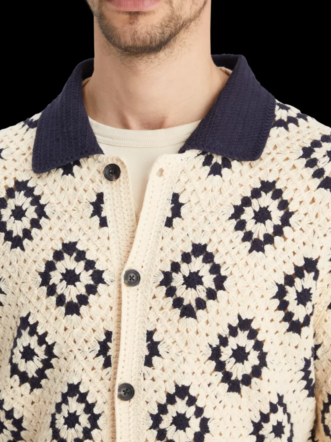 Crochet knitted shirt long sleeves-Scotch & Soda Online