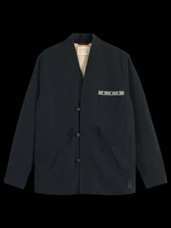 Embroidered cotton/linen canvas kimono jacket-Scotch & Soda Outlet