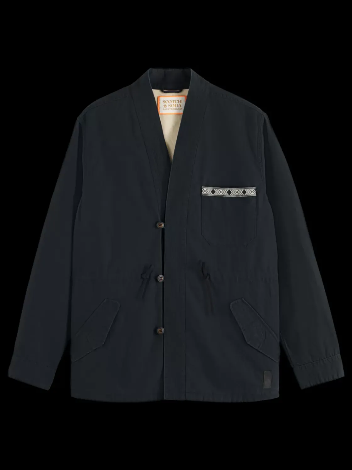 Embroidered cotton/linen canvas kimono jacket-Scotch & Soda Outlet