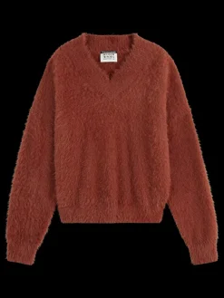 FLUFFY V-NECK RELAXED PULLOVER-Scotch & Soda Hot