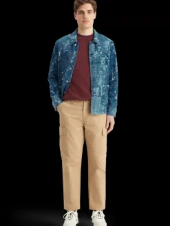 Indigo jacquard denim workwear jacket with wash effects-Scotch & Soda Fashion