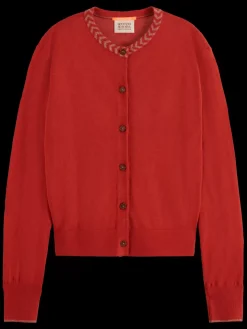 JACQUARD TRIM CREW NECK CARDIGAN-Scotch & Soda Clearance