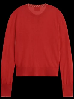 JACQUARD TRIM CREW NECK CARDIGAN-Scotch & Soda Clearance