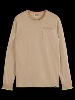 Linen cotton blend crew neck-Scotch & Soda Outlet