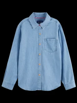 LONG SLEEVE SHIRT WITH ONE POCKET - WASHED INDIGO-Scotch & Soda Clearance