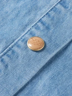 LONG SLEEVE SHIRT WITH ONE POCKET - WASHED INDIGO-Scotch & Soda Clearance