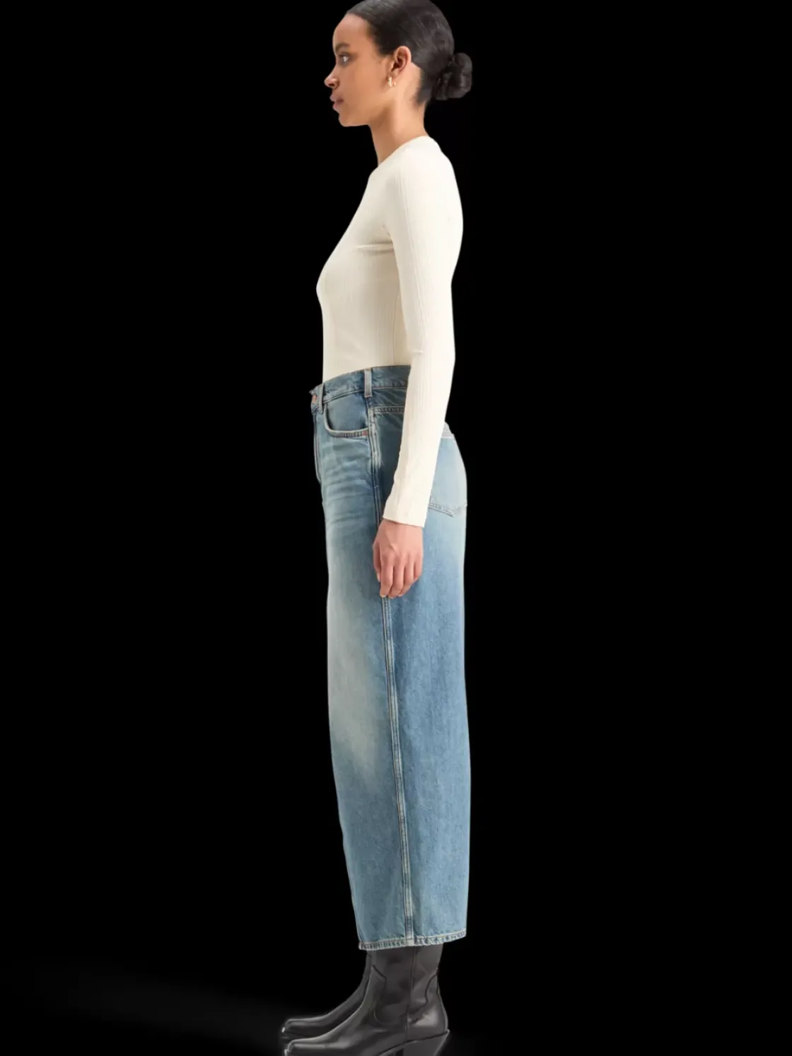 Long vintage washed denim skirt with front split-Scotch & Soda New