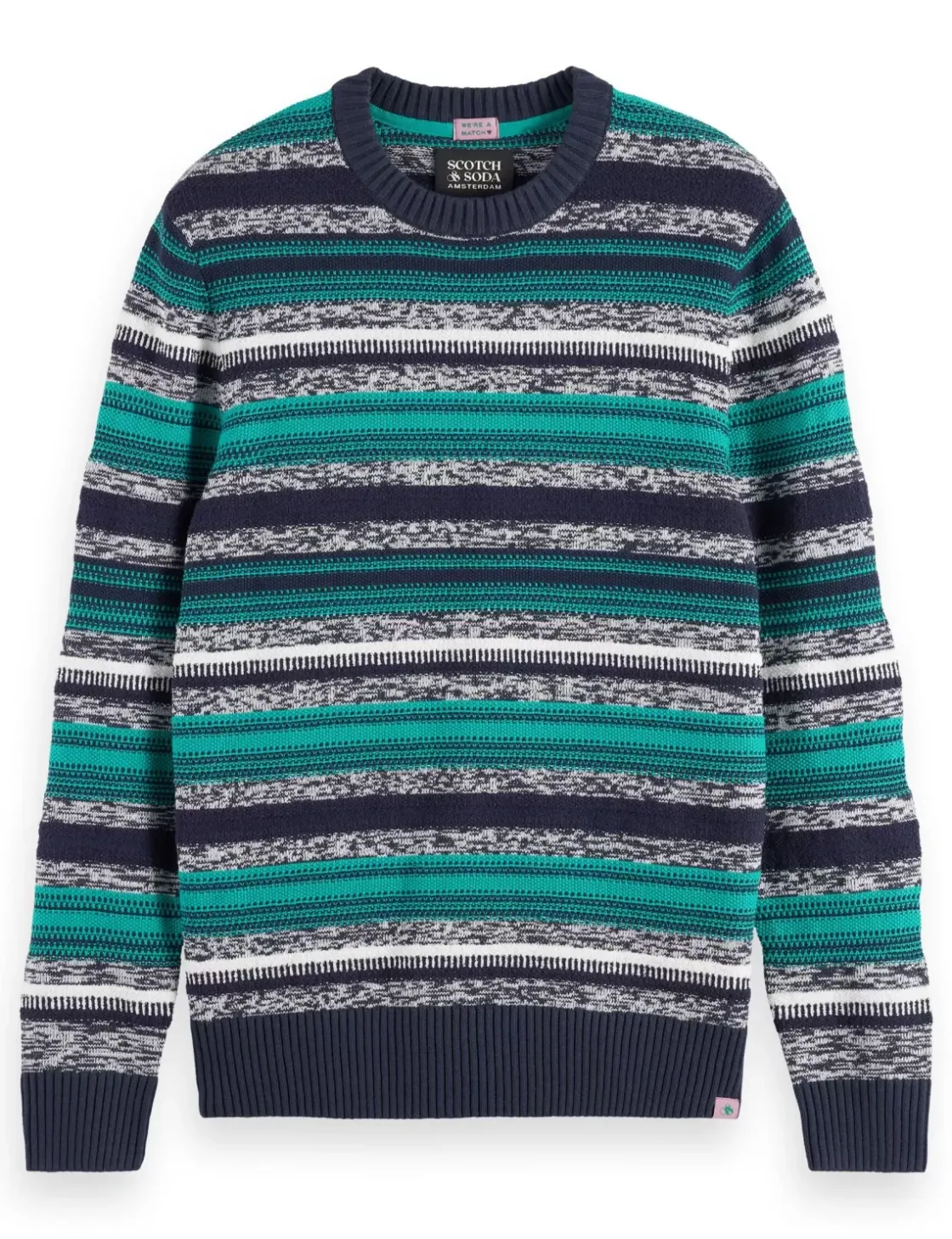 MIXED YARNS STRIPES EXTRA DROPPED SHOULDER SWEATER-Scotch & Soda Online