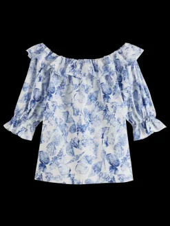 OFF SHOULDER TOP WITH RUFFLES-Scotch & Soda Fashion