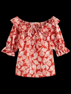 OFF SHOULDER TOP WITH RUFFLES-Scotch & Soda Fashion