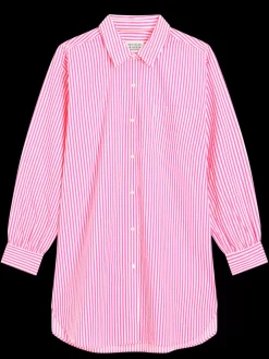 OVERSIZED POPLIN SHIRT IN FLUO PINK /WHITE STRIPE-Scotch & Soda Clearance