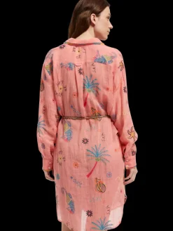 OVERSIZED SHIRT DRESS WITH MULTICOLOR EMBROIDERY-Scotch & Soda Online