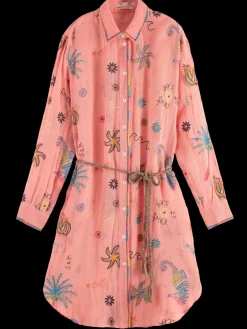 OVERSIZED SHIRT DRESS WITH MULTICOLOR EMBROIDERY-Scotch & Soda Online