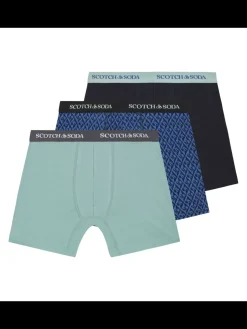 3PK MENS COTTON STRETCH BOXER BRIEF UNDERWEAR - 2 SOLIDS & 1 PRINT-Scotch & Soda Clearance