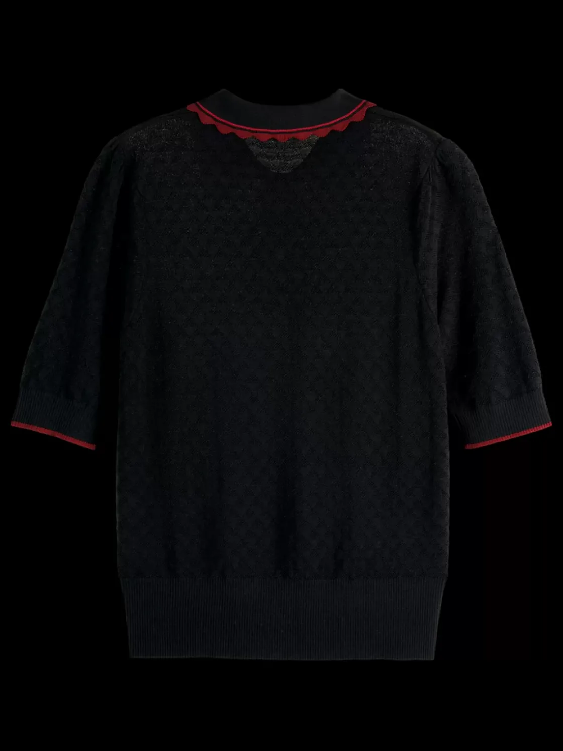 Pointelle collared knitted tee-Scotch & Soda Online