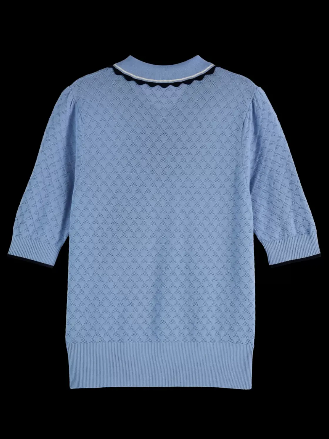 Pointelle collared knitted tee-Scotch & Soda Online