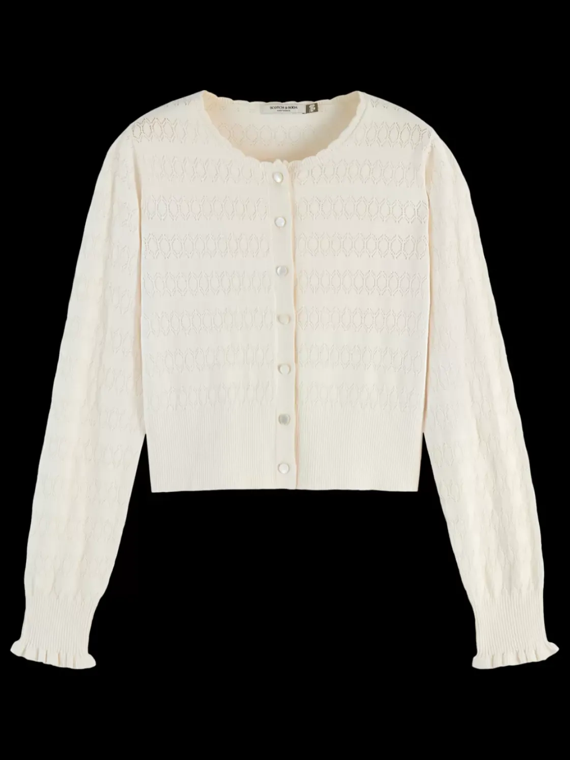Pointelle crew neck cardigan-Scotch & Soda Hot