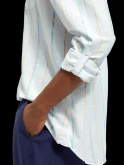 Regular fit yarn-dyed stripe cotton linen shirt-Scotch & Soda Outlet