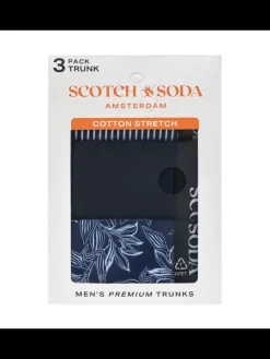 SCOTCH & SODA MEN'S UNDERWEAR SS24 - 3PK COTTON STRETCH TRUNK (PRINT)-Scotch & Soda Fashion