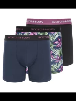 SCOTCH & SODA MEN'S UNDERWEAR SS24 - 3PK COTTON STRETCH TRUNK (PRINT)-Scotch & Soda Fashion