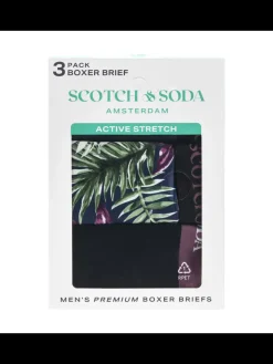 SCOTCH & SODA MEN'S UNDERWEAR SS24 - 3PK COTTON STRETCH TRUNK (PRINT)-Scotch & Soda Fashion
