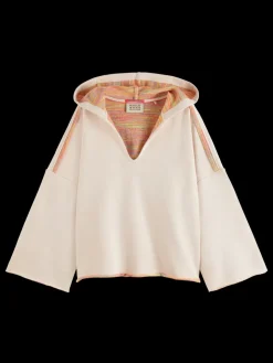 SLOUCHY FIT SHOULDER DETAIL HOODIE-Scotch & Soda Online