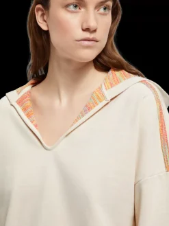 SLOUCHY FIT SHOULDER DETAIL HOODIE-Scotch & Soda Online