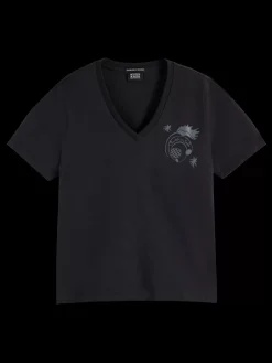 SLUB V-NECK REGULAR FIT T-SHIRT-Scotch & Soda Fashion