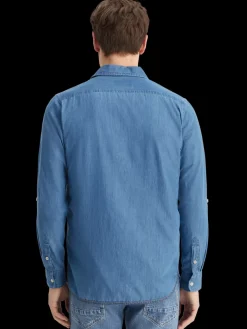 Smart indigo lightweight denim shirt with sleeve adjusters-Scotch & Soda Discount