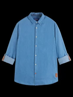 Smart indigo lightweight denim shirt with sleeve adjusters-Scotch & Soda Discount