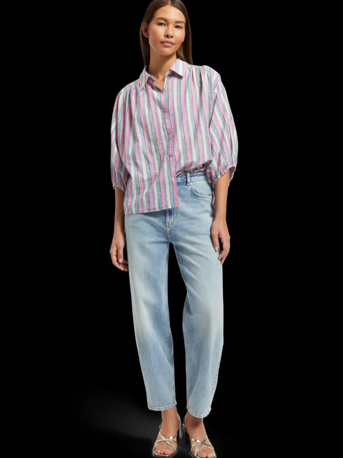 STRIPED BALLOON SLEEVE SHIRT-Scotch & Soda Discount