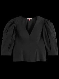 TOP WITH BRODERIE ANGLAISE SLEEVE-Scotch & Soda Clearance