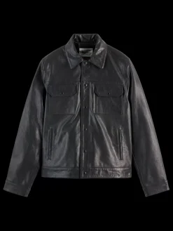 TRUCKER LEATHER JACKET-Scotch & Soda Fashion