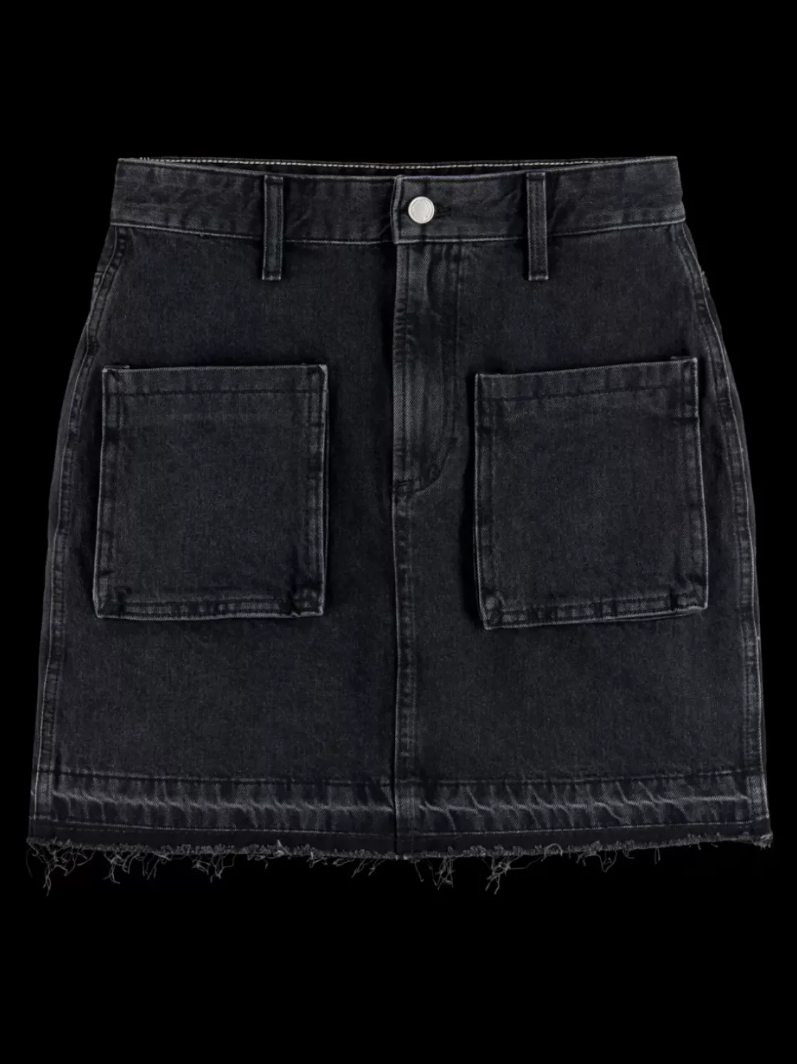 WASHED BLACK DENIM MINI SKIRT WITH CARGO POCKETS-Scotch & Soda Online