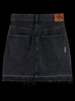 WASHED BLACK DENIM MINI SKIRT WITH CARGO POCKETS-Scotch & Soda Online