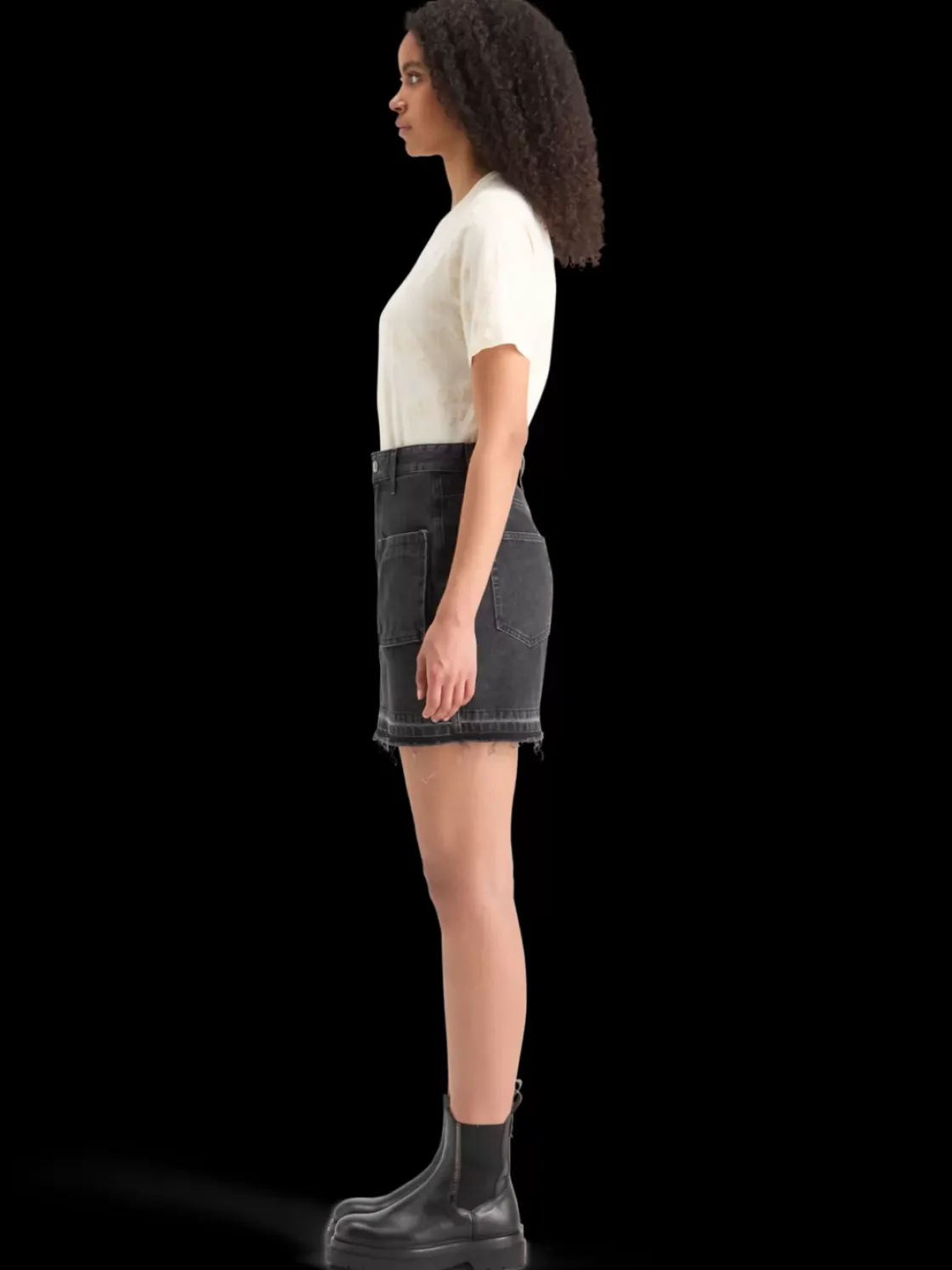 WASHED BLACK DENIM MINI SKIRT WITH CARGO POCKETS-Scotch & Soda Online