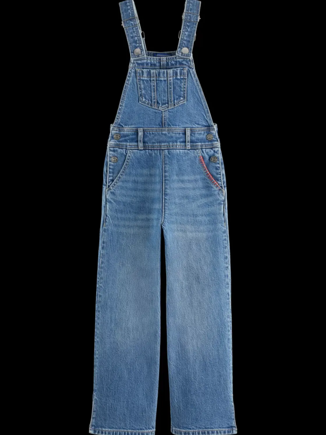 WASHED DENIM DUNGAREE WITH WIDE LEG--Scotch & Soda Discount