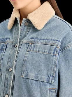 WASHED DENIM JACKET WITH SHERPA DETAILS-Scotch & Soda Outlet