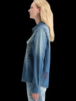 WASHED REGULAR FIT DENIM WESTERN SHIRT WITH EMBROIDERIES-Scotch & Soda Discount