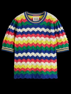 WAVE STITCH KNITTED SHORT SLEEVE PULLOVER-Scotch & Soda New